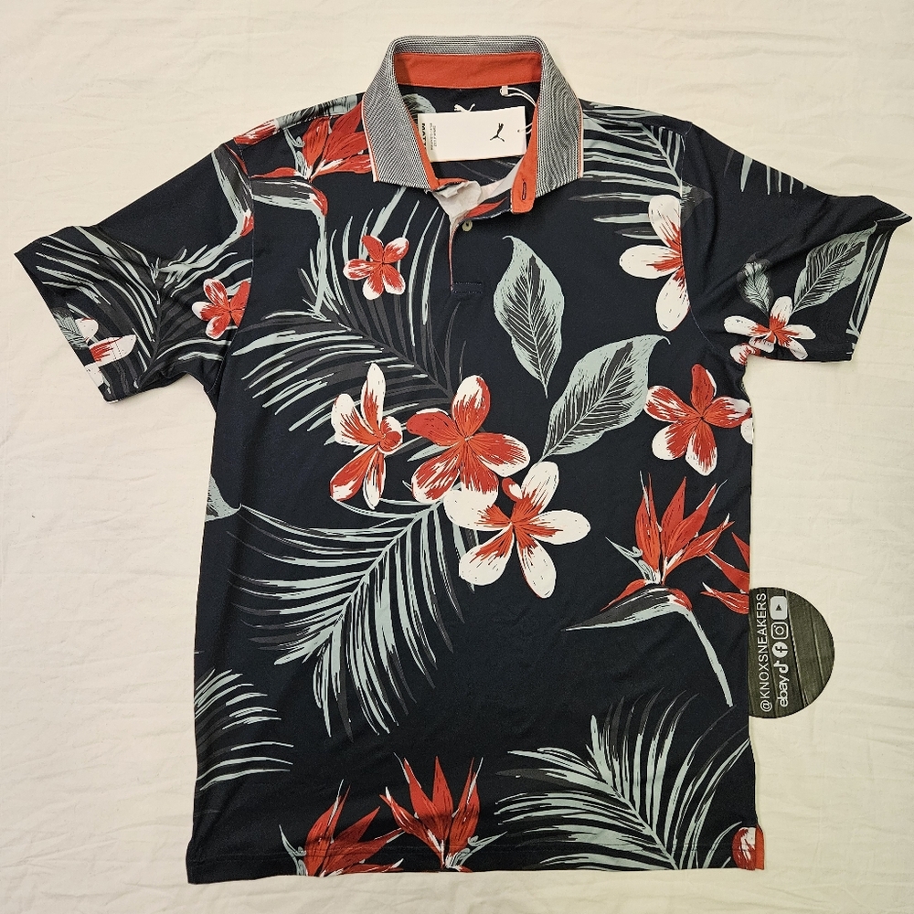 Puma Mattr Luau Polo Navy Floral Golf Shirt Men’s Size Large